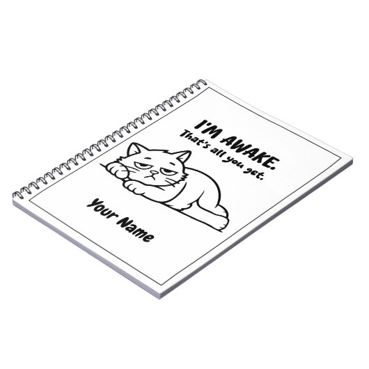 Funny Lazy Cat Notebook | Custom I’m Awake Design Notizblock (Linke Seite)