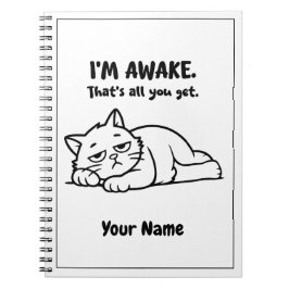 Funny Lazy Cat Notebook | Custom I’m Awake Design Notizblock