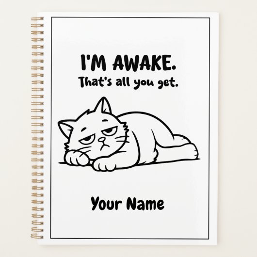 Funny Lazy Cat Planner | Custom I’m Awake Design Planer (Vorderseite)