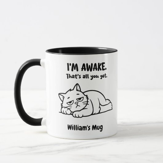 Funny Lazy Cat Tasse - Custom I'm Awake Cup (Links)