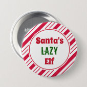 Funny Lazy Christmas Elf Button Button (Vorne & Hinten)