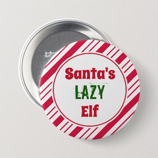 Funny Lazy Christmas Elf Button Button (Vorne & Hinten)