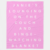 Funny Lazy Days Binge Watching Pink Personalisiert Fleecedecke (Vorderseite)