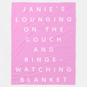 Funny Lazy Days Binge Watching Pink Personalisiert Fleecedecke