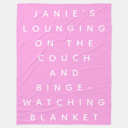 Funny Lazy Days Binge Watching Pink Personalisiert Fleecedecke (Vorderseite)