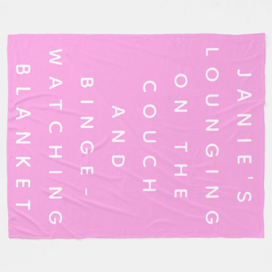 Funny Lazy Days Binge Watching Pink Personalisiert Fleecedecke (Vorderseite (Horizontal))