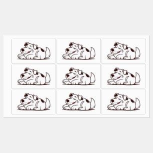 Funny Lazy Dog Design Etiketten