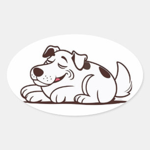 Funny Lazy Dog Design Ovaler Aufkleber
