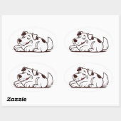Funny Lazy Dog Design Ovaler Aufkleber (Blatt)