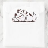 Funny Lazy Dog Design Ovaler Aufkleber (Tasche)