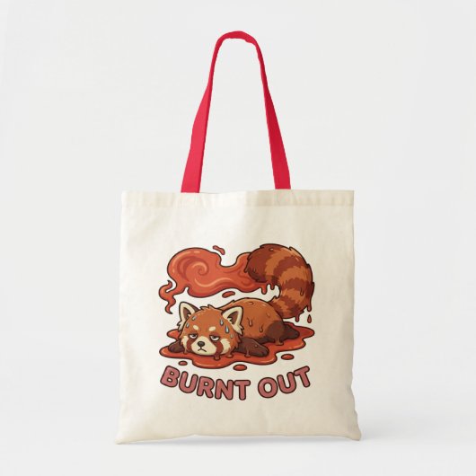 Funny Lazy Melting Red Panda Cartoon Tote Bag Tragetasche (Vorne)