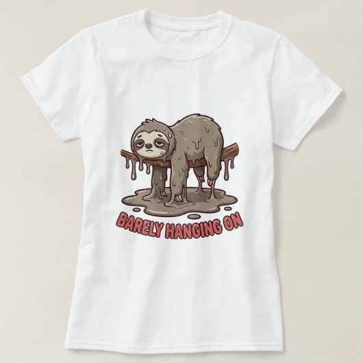 Funny Lazy Melting Sloth Cartoon T-Shirt (Design vorne)