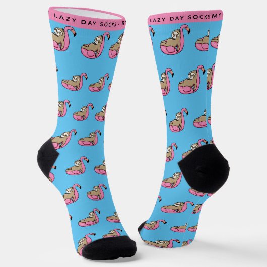 Funny Lazy Sloth Pattern Pink & Blue Socken (Gewinkelt)