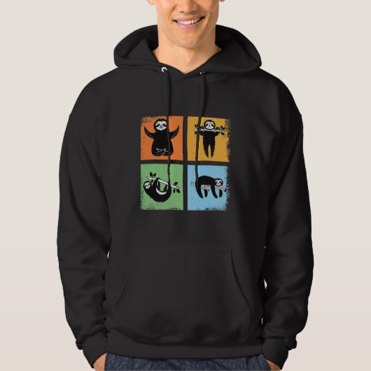 Funny Lazy Sloth Retro Vintag Style Hoodie (Vorderseite)