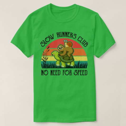 Funny Lazy Sloth Snail Riding Turtle Slow Runners T-Shirt (Design vorne)