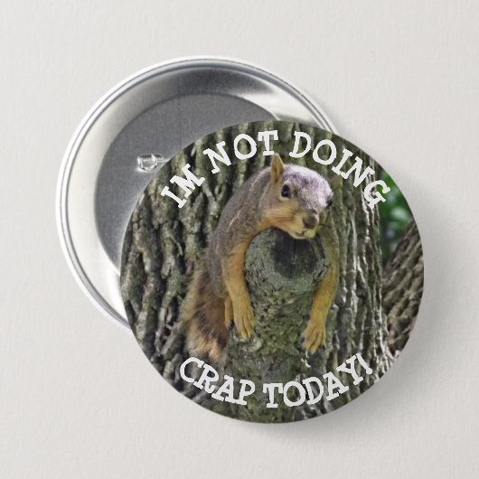 Funny Lazy Squirrel Napping in Tree Button (Vorne & Hinten)