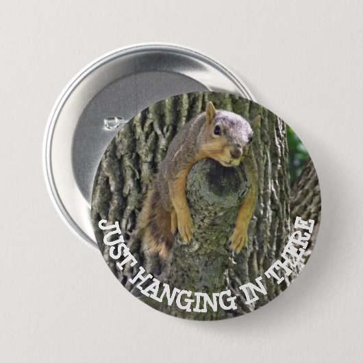 Funny Lazy Squirrel Napping in Tree Button (Vorne & Hinten)