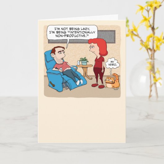 Funny Lazy Typ ist hier für Cat Birthday Karte (Gelbe Blume)