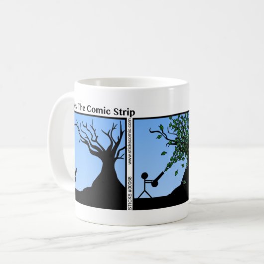 Funny Leaf Blower Stickman Tasse - 068 (Vorderseite Links)