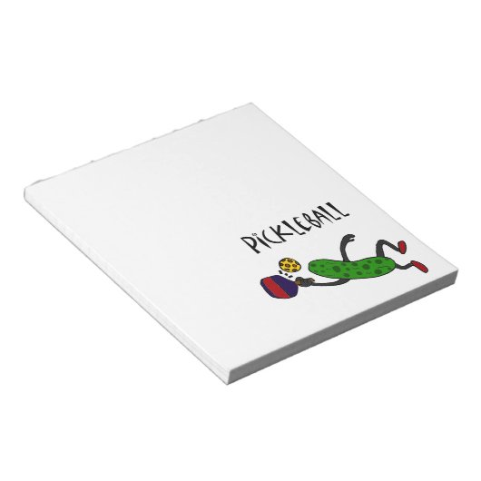 Funny Leaping Pickle Playing Pickleball Notizblock (angewinkelt)