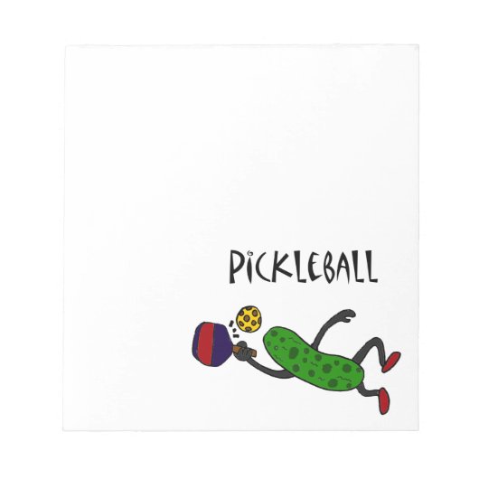 Funny Leaping Pickle Playing Pickleball Notizblock (Vorderseite)