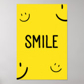 Funny lebendig gelb minimalistisches Lächeln motiv Poster (Vorne)