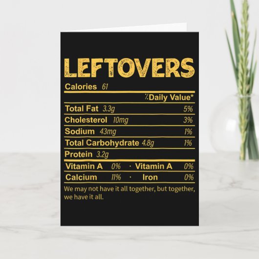 Funny Leftovers Nutrition Facts Erntedank Food Karte (Vorderseite)