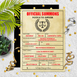 Funny Legal Subpoena Law School Graduation Party Einladung<br><div class="desc">Spaß offizielle "Beschwörungen" für diese juristischen Party Einladungen. Ideal für Jurastudium,  Abschluss,  Ruhestand,  Werbeaktion oder Geburtstage.</div>