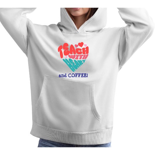 Funny'' LEHRE MIT HERZ und KAFFEE'' Blau/Rot Hoodie
