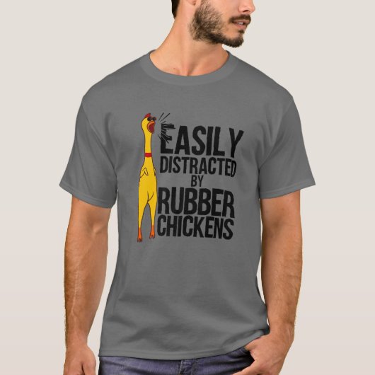 Funny Leicht abgelenkt Gummi Hühnergeschenk Cool B T-Shirt (Vorderseite)