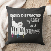 Funny leicht abgelenkt von Cat und Piano Musiker Kissen (Decke)