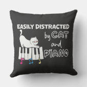 Funny leicht abgelenkt von Cat und Piano Musiker Kissen (Rückseite)