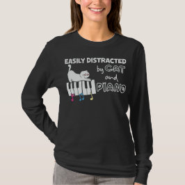 Funny leicht abgelenkt von Cat und Piano Musiker T-Shirt