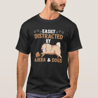 Funny leicht abgelenkt von Injera und Hunden Flatb T-Shirt