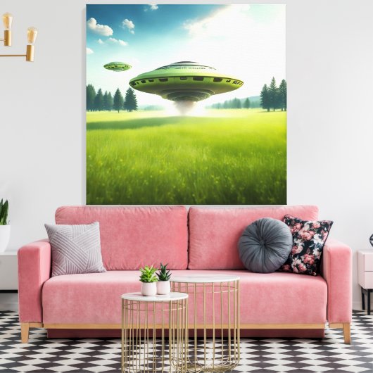 Funny Leinwand UFO Außerirdischen auf der grünen W (Insitu (Wohnzimmer))