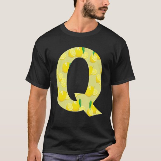 Funny Lemon Initial Monogram Letter Q Girls T-Shirt (Vorderseite)
