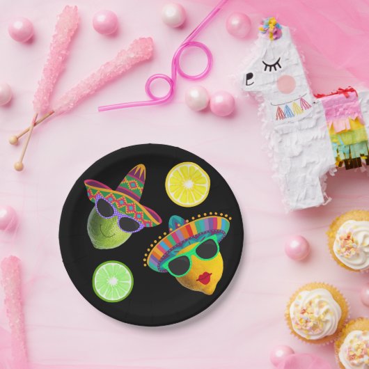 Funny Lemon Lime Party Fiesta Pappteller (Party)