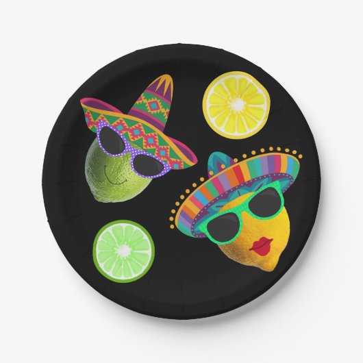 Funny Lemon Lime Party Fiesta Pappteller (Vorderseite)