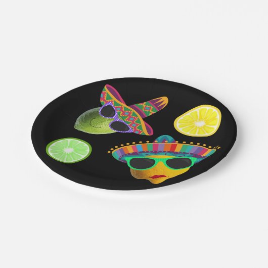 Funny Lemon Lime Party Fiesta Pappteller (Schrägansicht)
