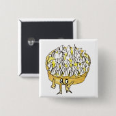 Funny Lemon Meringue Pie Quirky Niedlicher Cartoon Button (Vorne & Hinten)