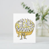 Funny Lemon Meringue Pie Quirky Niedlicher Cartoon Postkarte (Stehend Vorderseite)