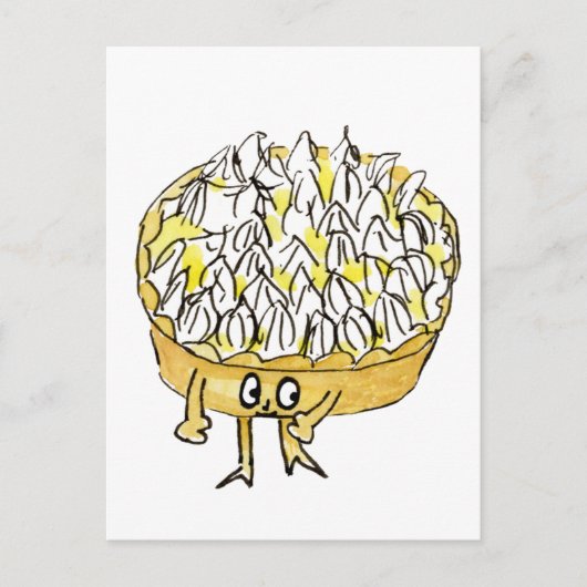 Funny Lemon Meringue Pie Quirky Niedlicher Cartoon Postkarte (Vorderseite)