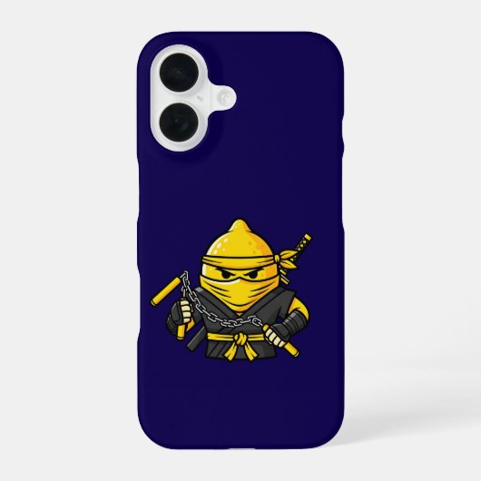 Funny Lemon Shinobi Ninja Nunchucks Illustration iPhone 16 Hülle (Rückseite)