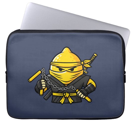Funny Lemon Shinobi Ninja Nunchucks Illustration Laptopschutzhülle (Vorderseite)