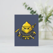 Funny Lemon Shinobi Ninja Nunchucks Illustration Postkarte (Stehend Vorderseite)