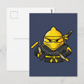 Funny Lemon Shinobi Ninja Nunchucks Illustration Postkarte (Vorne/Hinten)