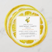 Funny Lemon Slice | Hellgelbe Zitrusfrüchte Geburt Einladung (Vorne/Hinten)