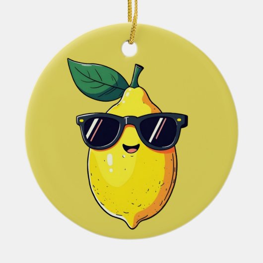 Funny Lemon Sunglasses Keramik Ornament (Vorne)