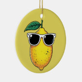 Funny Lemon Sunglasses Keramik Ornament (Rechts)