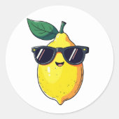 Funny Lemon Sunglasses Runder Aufkleber (Vorderseite)
